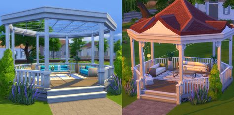 Sims 4 Backyard Ideas, The Sims 4 Top, Loft House Exterior, Exterior Sims 4, Sims 4 House Ideas, Sims 4 House, Sims Inspiration, Gazebo Plans, Sims Houses