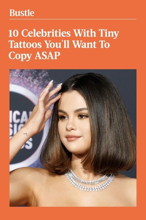 Big or small, celebrities love getting inked. Here are 10 tiny tattoos to inspire you, from Miley Cyrus' avocado to Kylie Jenner's little red heart. Miley Tattoos, Small Celebrities, Kylie Jenner's Tattoos, Avocado Tattoo, Peacock Tattoo, Makeup Pictures, Without Makeup, Love Tattoos, Celebrity Outfits