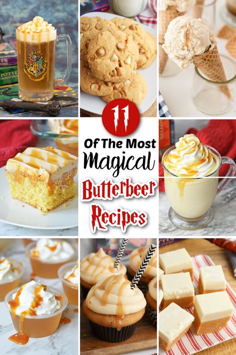 Butterbeer Fudge Recipe, Boozy Butterbeer, Butterbeer Recipe Alcoholic, Easy Butterbeer Recipe, Butterbeer Cookies, Harry Potter Recipes, Butterbeer Ice Cream, Butter Beer Recipe Harry Potter, Butterbeer Fudge