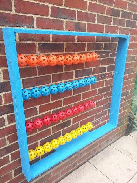 Backyard Sensory Ideas, Diy Preschool Playground, Outdoor Sensory Ideas, Outdoor Abacus, Preschool Playground Ideas, Daycare Outdoor Play Area, Preschool Playground, Preschool Garden, Outdoor Learning Spaces