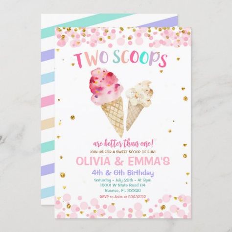 Cone Ice Cream Joint Birthday Party Invitation #zazzle #weddinginvitations #birthdayinvitations #babyshowerinvitations #zazzleinvitations #monogram #businesscards #graduation #homedecor Combined Birthday Parties, Cone Ice Cream, 95th Birthday, Cream Birthday Party, Diy Birthday Invitations, Boy Birthday Party Themes, Ice Cream Birthday Party, Fun Birthday Party, Ice Cream Birthday