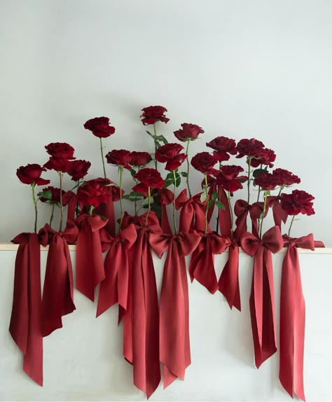 Winter Bridal Bouquets, Holiday Red, Red Wedding, Red Silk, Rose Wedding, Silk Ribbon, Red Flowers, Party Decoration, Event Decor