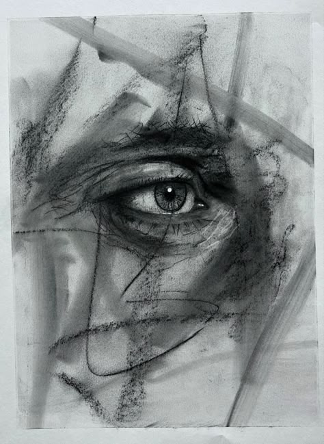 Realistic eye charcoal drawing Charcoal Eyes Drawing, Charcoal Face Drawing, Charcoal Sketches Realistic, Charcoal Drawing Ideas For Beginners, Charcoal Eye Drawing, Charcoal Aesthetic, Charcoal Eye, Charcoal Drawing Ideas, Expressive Drawing