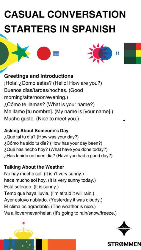 Spanish Conversation Starters, Spanish Sentence Starters, Spanish Questions Conversation Starters, Simple Spanish Sentences, Spanish Conversation Practice, Learning Espanol, Basic Spanish Conversation, Learning English For Spanish Speakers, Spanish Tips