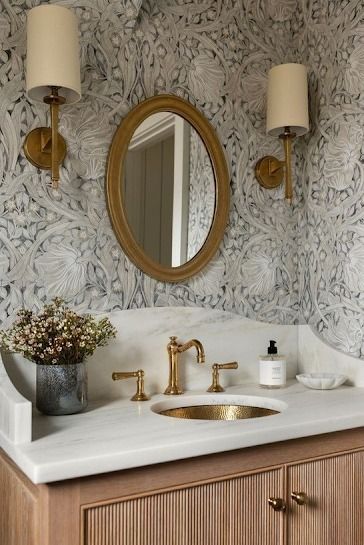 caught my eye + deals 9.13.24 | 320 * Sycamore Modern Bathroom With Wallpaper, Small Half Bathroom Ideas, Cape Cod Bathroom, California Bedroom, Half Bathroom Ideas, Cosy Bathroom, Small Half Bathroom, Wc Ideas, Downstairs Loo