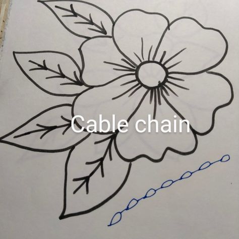 Floral design. Cable Chain Stitch Embroidery Design, Chain Stitch Embroidery Design, Cable Chain Stitch, Chain Stitch Design, Stitch Embroidery Design, Chain Stitch Embroidery, Stitch Embroidery, Chain Stitch, Stitch Design