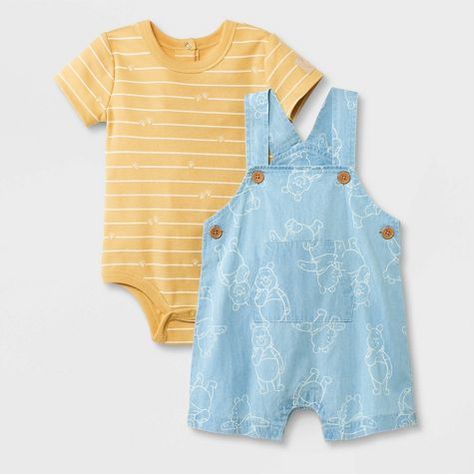 Baby Boy Disney, Baby Learning Toys, Winnie The Pooh Birthday, Baby Bath Toys, Pooh Baby, Vintage Winnie The Pooh, Striped Bodysuit, Disney Winnie The Pooh, Short Sleeve Bodysuit