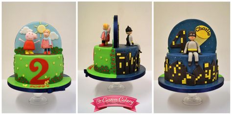 Peppa and Batman - Cake by The Custom Cakery Double Themed Birthday Cake, Double Theme Cake, Two Sided Cake, Half Cake, Twin Birthday Cakes, Cake Designs For Kids, Twins Cake, Batman Cake, Bear Cake Topper