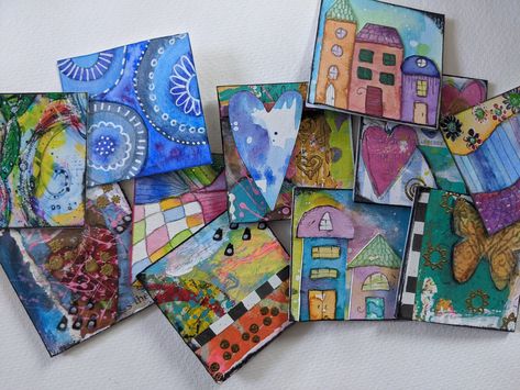 Twinchies Ideas, Paint Chip Bookmarks Diy, Inchies Ideas, Inchies Art, Popular Art, Creative Journal, Artist Trading Cards, Mug Rugs, Mini Art