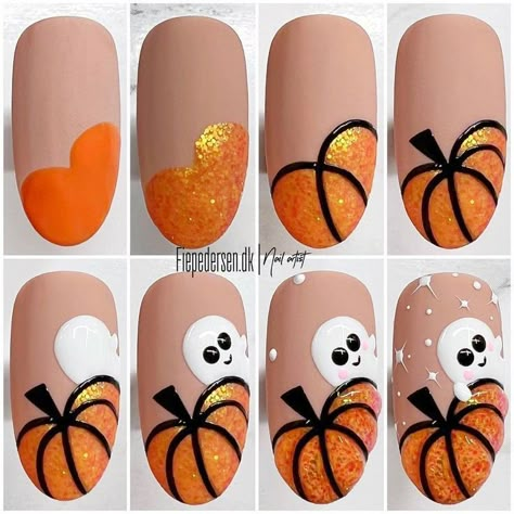 Ongles Halloween, Halloween Nails Diy, Halloween Nails Easy, Nail Art Halloween, Cute Halloween Nails, Pumpkin Nails, Thanksgiving Nails, Nails Halloween, Halloween Nail Designs