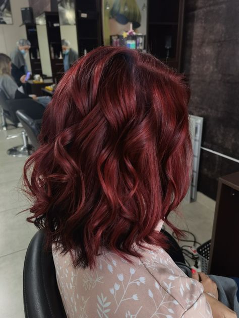 Shoulder length Bob, soft curl waves Shoulder Length Soft Curls, Red Shoulder Length Hair With Bangs, Dark Red Shoulder Length Hair, Shoulder Length Curly Red Hair, Medium Length Red Hair With Layers, Shoulder Length Hair Red, Red Shoulder Length Hair, Red Hair Shoulder Length, Shoulder Length Red Hair