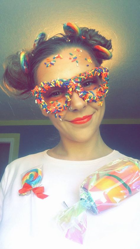 Candy Shop Costume, Candy Dress Up Ideas, Will Work For Candy Costume, Candy Monster Costume, Diy Candy Land Costumes, Candy Land Outfit Ideas Women, Candy Costume Ideas For Women, Sprinkles Costume, Lollipop Costume Women