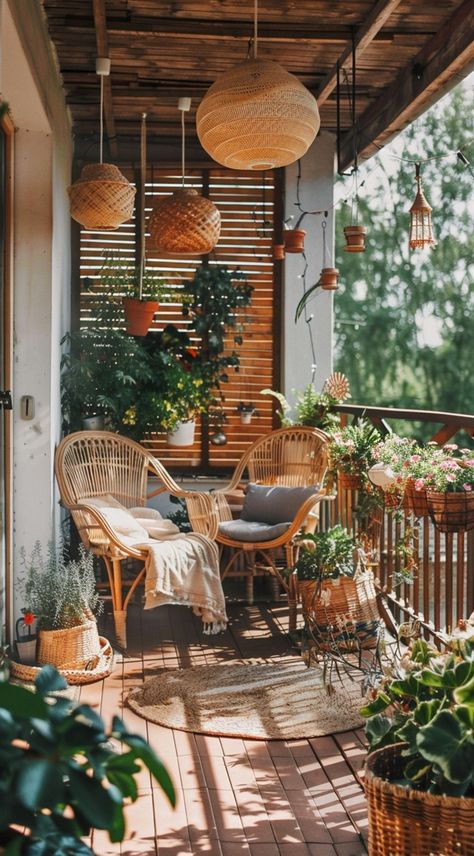 +60 Stunning Small Boho Balcony Ideas - DecorWithEva Small Balcony Garden Ideas, Bohemian Balcony, Tiny Outdoor Space, Boho Balcony Ideas, Modern Balcony Ideas, Indian Balcony, Boho Balcony, Balcony Garden Ideas, Inspiring Outdoor Spaces