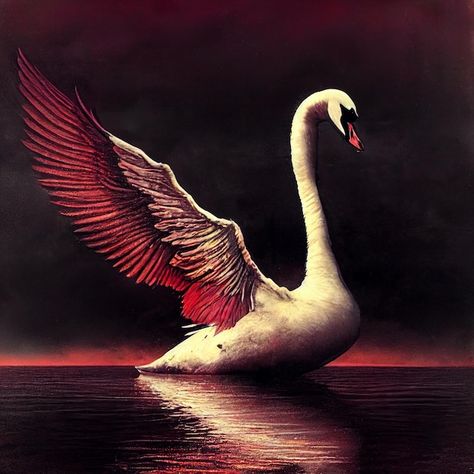 Moonlit Lake, Lake At Night, Red Swan, Beautiful Swan, Photo Beautiful, Swan Lake, Swans, Premium Photo, 1 Million