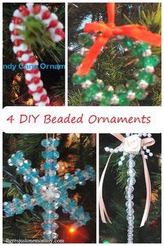 Are you ready for Christmas break to start? Get out the beads and keep kids busy making these 4 bead ornaments! Christmas Ornaments With Beads, Rm Christmas, Bead Christmas Ornaments, Beaded Ornaments Diy, Beads Ornaments, Christmas Beading, Beaded Christmas Decorations, Diy Beaded Ornaments, Bead Ornaments