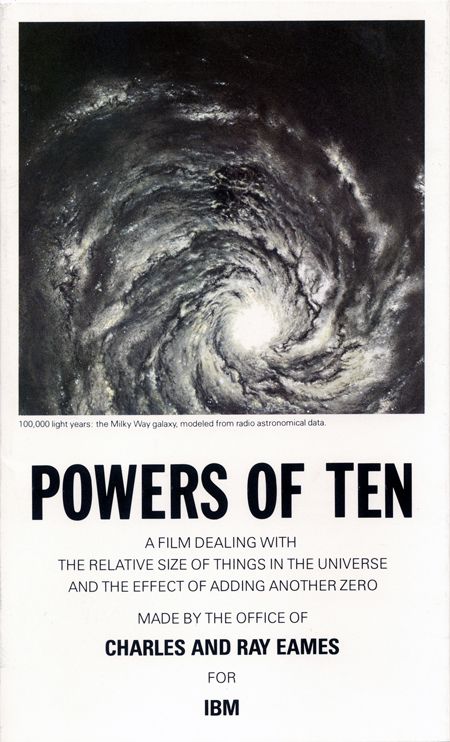 Powers of Ten brochure 1 Charles Eames Lounge Chair, Powers Of Ten, Eames Office, Best Movie Posters, Creative Brochure, Creative Review, Milky Way Galaxy, Information Graphics, Brochure Cover