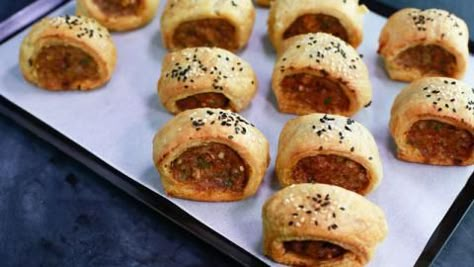 Curtis Stone’s Aussie Sausage Rolls | Rachael Ray Show Gochujang Pork, Sausage Rolls Recipe, Curtis Stone, Hot Sausage, Spicy Pork, Frozen Puff Pastry, Sausage Rolls, Recipe Blog, Starters Recipes