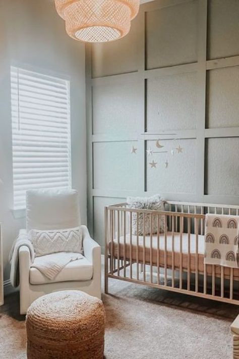 If you're wondering how to make the nursery look beautiful, here are expert tips and tricks to help you achieve that. While there are many ways to elevate the nursery, the good news is that some things are easy to do without spending a fortune. Nursery Without Dresser, Ikea Nursery Ideas, Sage Green Nursery Ideas, Green Nursery Ideas, Ikea Sniglar Crib, Green Nursery Decor, Sage Green Nursery, Sage Green Curtains, Nursery Paint Colors