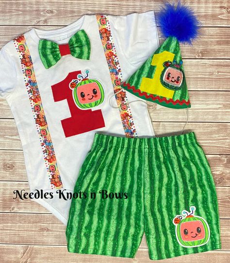 Boys First Birthday Outfit, Cocomelon Birthday Outfit Boys – Needles Knots n Bows Cocomelon 1st Birthday Photoshoot, Cocomelon Outfit For Boys, Cocomelon Outfit, Cocomelon Birthday Outfit, Kid Birthday Outfits, Boys First Birthday, Cake Smash Outfit Boy, Boys Cake, Boys Birthday Outfits