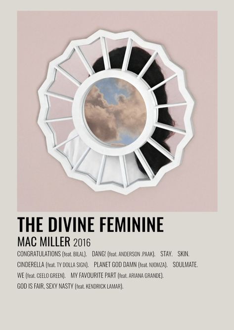 album polaroid of the divine feminine by mac miller Artist Album Covers Poster, Minimal Music Posters, Mac Miller Albums, Frank Ocean Poster, Alt Posters, Album Wall, Minimalist Music, Album Posters, Polaroid Posters