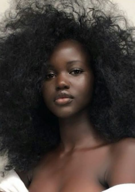 Heart Shaped Face Black Women, Dark Skin Reference, Dark Skin Curly Hair, 90s Beauty, Adut Akech, African American Beauty, Dark Skin Beauty, Black Femininity, Face Photography