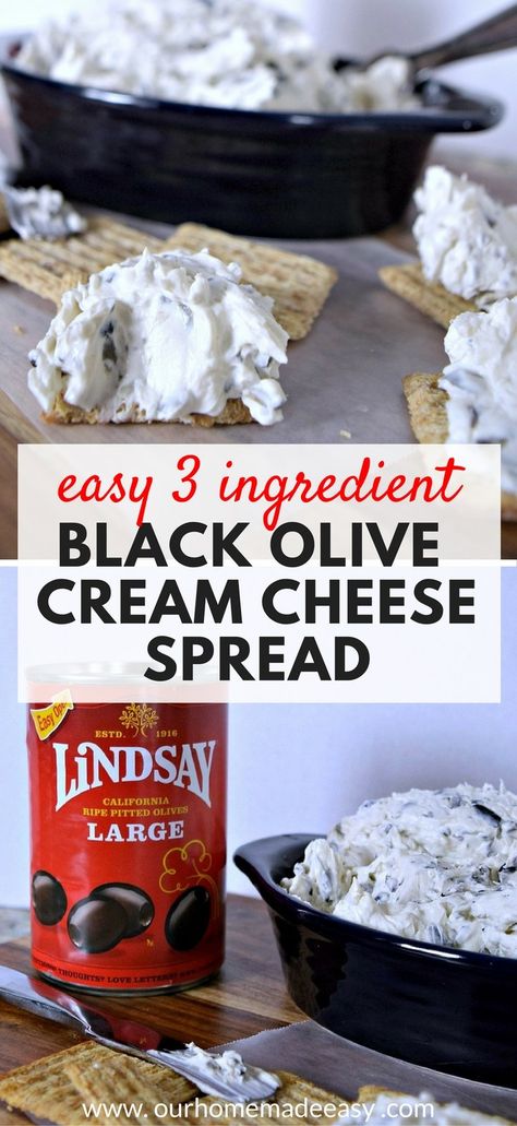 Make this easy appetizer with only 3 ingredients! Black Olive Cream Cheese Dip #sponsored Olive Cream Cheese Dip, Olive Cream Cheese, Pilsbury Recipes, Olive Appetizer, Olive Dip, Cream Cheese Dip, Cream Cheese Spread, Pastas Recipes, Cheese Chips