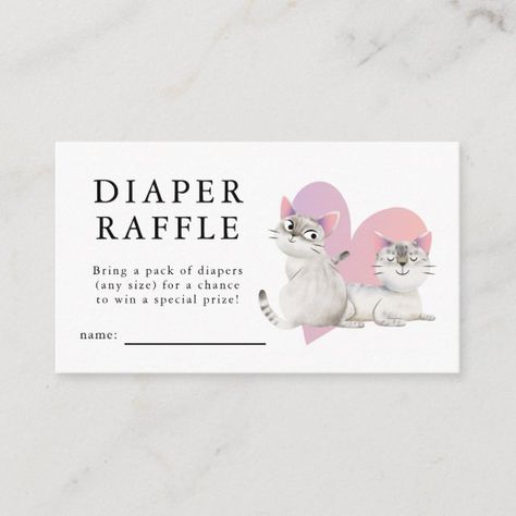 Cute Kitten Theme Twins Baby Shower Diaper Raffle Enclosure Card Cat Baby Shower Theme, Cat Themed Baby Shower Ideas, Kitten Baby Shower Theme, Baby Shower Twins, Cat Baby Shower, Two Kittens, Bear Baby Shower Theme, Bow Baby Shower, Twins Baby