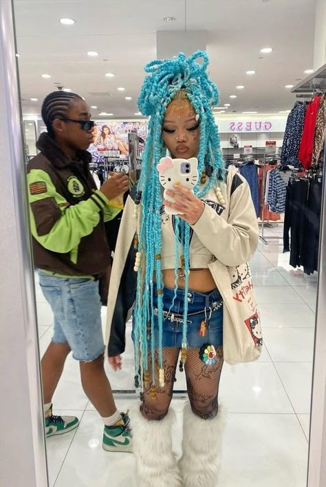 Cute Alt Outfits, Jade Braids, Earthy Aesthetic Outfits, Braids Y2k, Soft Locks, Short Braid Hairstyles, Y2k Braids, Blonde Locs, Creative Braids