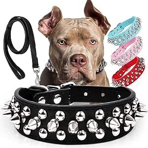 Studded Leather Dog Collar, Spiked Dog Collar, Studded Dog Collar, Dog Gadgets, Large Dog Collars, Leather Dog Collar, Training Collar, Pet Leashes, Estilo Punk