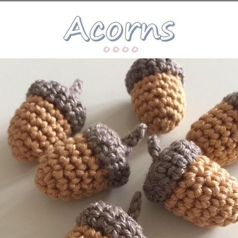 Crochet Acorn Pattern, Crochet Acorn, Crochet Fall Decor, Acorn Pattern, Crochet Woodland, Baby Crochet Patterns Free, Crochet Bookmarks, Halloween Crochet, Amigurumi Free Pattern