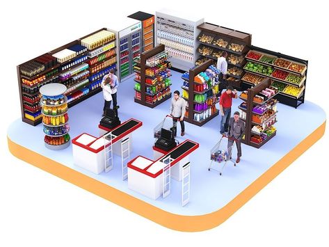 Supermarket Simulator Layout, Small Grocery Store Design Layout, Small Supermarket Design, Small Supermarket Design Ideas, Supermarket Ideas, Small Store Design, Supermarket Design Interior, Shoe Store Design, Store Shelves Design