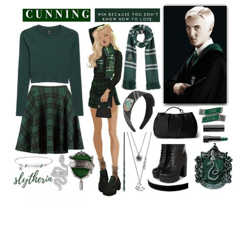 Slytherin Diy Costume, Slytherin Costume Ideas, Draco Malfoy Costume Female, Malfoy Outfit Ideas, Harry Potter Outfit Ideas Slytherin, Slytherin Costume Women, Draco Malfoy Outfit Ideas, Draco Malfoy Inspired Outfits, Slithering Aesthetic