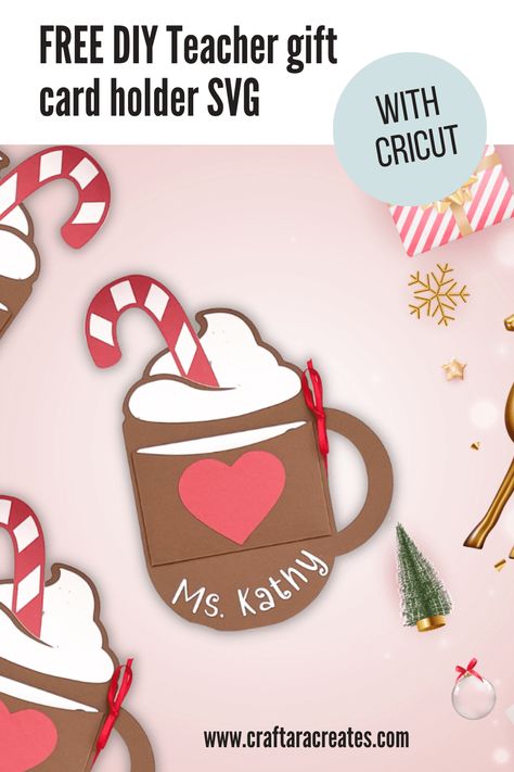 Gift Card Holder Cricut Free, Cricut Gift Card Holder Christmas Svg Free, Christmas Gift Card Holders Cricut, Christmas Card Ideas For Teachers, Cricut Gift Card Holder Svg Free, Diy Gift Card Holder Ideas, Chocolate Teacher Gift, Free Gift Card Holder, Gift Card Holder Template