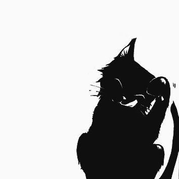 A Black Cat, A Black, Black Cat, Highlights, Black And White, Wall, Anime, White, Black