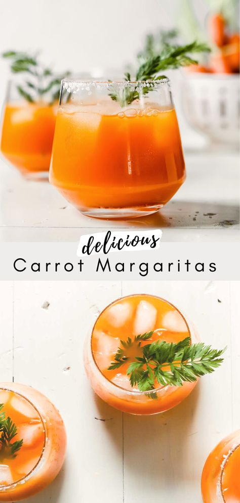 Carrot Ginger Margarita, Carrot Cocktail Drinks, Cocktails With Carrot Juice, Carrot Juice Cocktail, Easter Margarita, Carrot Margarita, Carrot Cocktail, Bar Knowledge, Carrot Drink