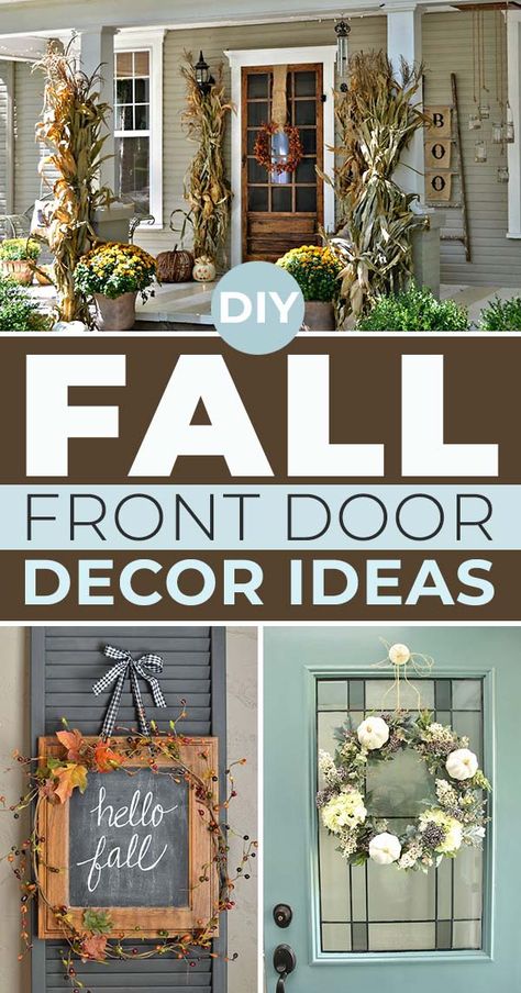 DIY Fall Front Door Decor Ideas • The Garden Glove Fall Door Mats, Front Door Fall Decor Ideas, Door Hangers Fall, Front Door Decorating Ideas, Door Decor Diy, Front Door Decor Ideas, Door Decor Ideas, Fall Front Door Decor, Fall Door Decor