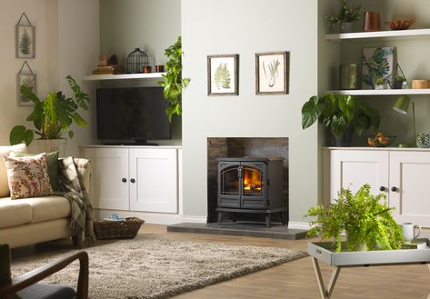 Freestanding Electric Stove, Fireplace With Electric Stove, Dimplex Optimyst Fireplace Ideas, Electric Stove Fireplace Ideas, Dimplex Electric Stove, Electric Wood Burning Stove, Dimplex Optimyst, Electric Stove Fireplace, Neutral Lounge