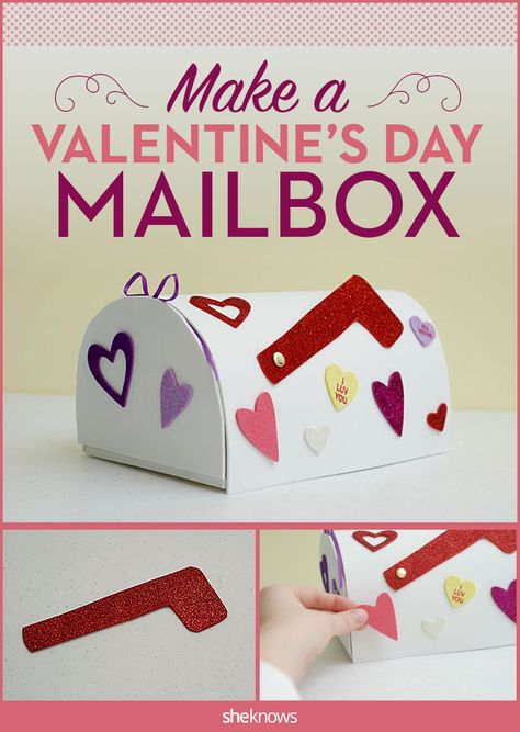 How to make a Valentine’s Day mailbox in 8 simple steps – Page 3 – SheKnows Classroom Playhouse, Valentines Mailbox Ideas, Valentine Mailbox Craft, Mailbox Craft, Valentines Kids Party, Kids Mailbox, Diy Valentine's Mailbox, White Mailbox, Playhouse Diy