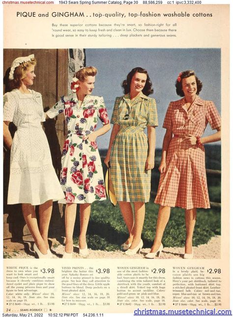 Fashion 1940s, Summer Day Dresses, Dress History, 40s Fashion, 1940s Dresses, 1940s Fashion, Moda Vintage, Look Vintage, 1950s Fashion