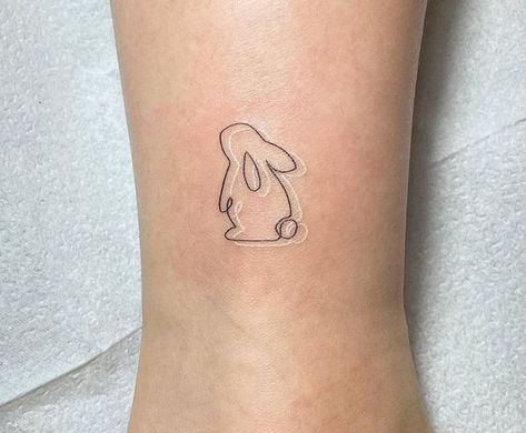 Bunny Line Art Tattoo, 2 Bunny Tattoo, One Line Bunny Tattoo, Rabbit Minimalist Tattoo, Bunny Small Tattoo, Dutch Bunny Tattoo, Lop Eared Bunny Tattoo, Lionhead Rabbit Tattoo, Bunny Finger Tattoo