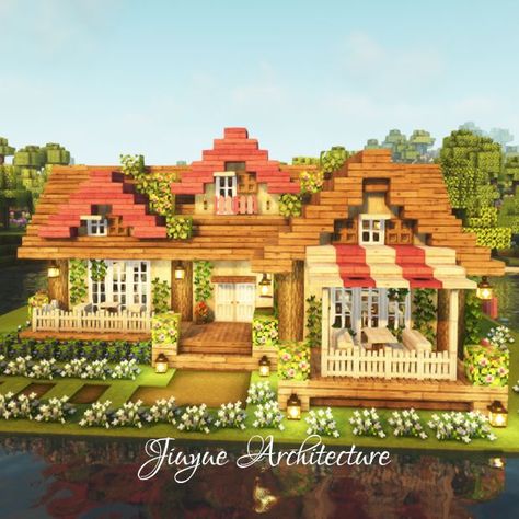 I made a cottagecore Minecraft house this time. You can make it a survival house or a relaxing coffee shop or anything you want it to be because it's easy to build with friends and you can have a good time there. Hope you enjoy my tutorial :) #mizunos16craft #minecraftcottage #minecraftcottagecore #minecraftaesthetic #minecraftvintage #minecraftfairycore #minecrafttutorial Cottagecore House Minecraft, Cottagecore Minecraft House, Build Aesthetic, Houses In Minecraft, Cottagecore Houses, Minecraft Castle Blueprints, Cottage Minecraft, Minecraft Shops, Survival House