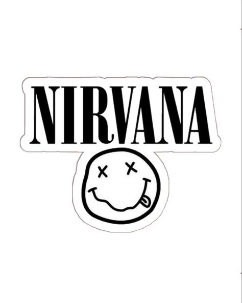 Nirvana Stickers Printable, Music Printable Stickers, Band Stickers Printable, Black Stickers Aesthetic, Iphone Cases Aesthetic Stickers, Ukulele Stickers, Nirvana Logo, Bullet Journal Cover Ideas, Iphone Wallpaper Glitter