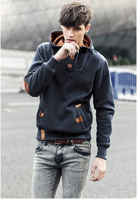 Stylish Hoodies Men, Teen Hoodies, Hooded Sweater Coat, Harajuku Men, Hoodies Men Style, Stylish Hoodies, Mens Fashion Edgy, Mens Jackets Casual, Style Hip Hop