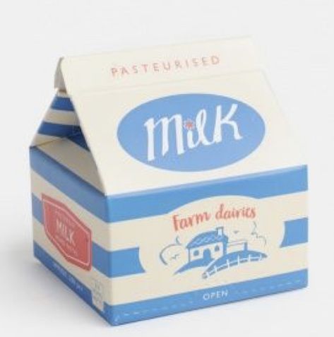 retro milk cartons to take your cookies home in 🍪 Pottery Milk Carton, Milk Carton Illustration Art, Ceramics Milk Carton, Cartoon Milk Carton, Retro Milk Carton, Pasteurizing Milk, Unique Home Accessories, Milk Carton, Milk N Cookies