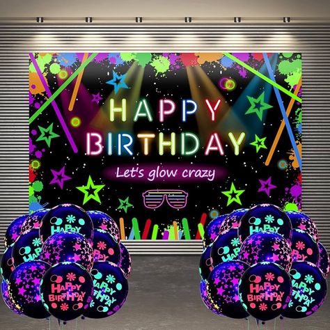 Amazon.com: Neon Birthday Party Decorations Supplies Let Glow Party Banner Backdrop Decorations with 18 Neon Balloons (Text + Stars) Neon Glow Themed Birthday Party Photo Booth Props Sign Supplies - 5.9 x 3.6Ft Neon Birthday Party Decorations, Neon Balloons, Birthday Party Photo Booth, Music Party Decorations, Music Birthday Party, Neon Birthday Party, Party Photo Booth Props, Neon Birthday, Glow Birthday