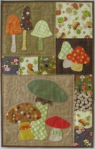 Gnome Quilts, Gnome Quilt, Dog Stitch, Handmade Mushrooms, Mushroom Prints, Happy Quilts, Mushroom Kitchen, Mellow Mushroom, Wool Ideas