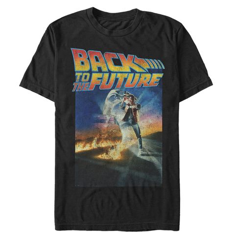 Free 2-day shipping. Buy Men's Back to the Future Retro "Marty McFly" Poster Short Sleeve Graphic Tee (Print On Demand) at Walmart.com Future Retro, Black Future, Marty Mcfly, 80s Nostalgia, Classic Movie Posters, Mens Back, Shirt Store, Slim Fit Shorts, Back To The Future