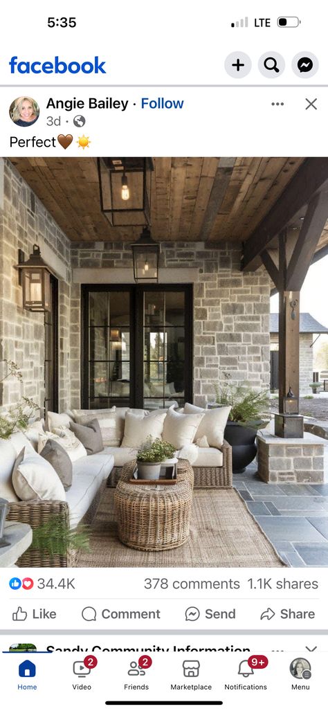 Porches Ideas Entrance, Lake House Porch, Cabin Patio, Porches Ideas, Barn Remodel, Stone Porches, Luxury Floor Plans, Western Home, Shabby Home