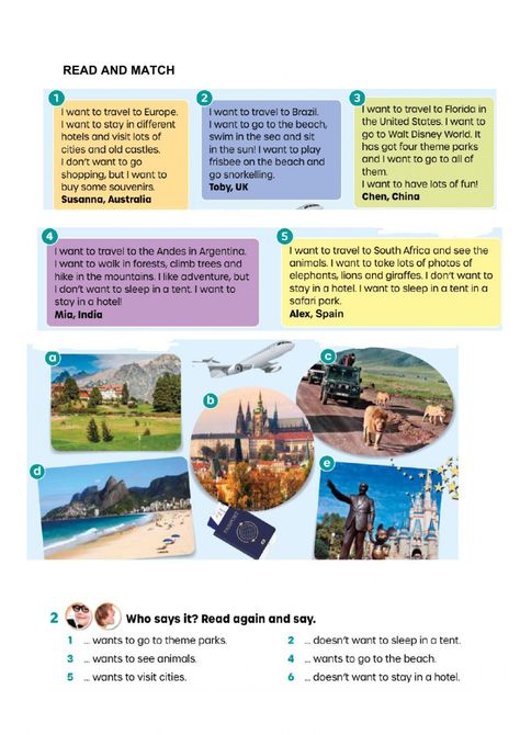 Questions About Travelling, Holiday Activities For Teens, Around The World Worksheets, Speaking Activities Esl, Reading Exercises, English Listening, Travel English, Holiday Worksheets, English Exercises