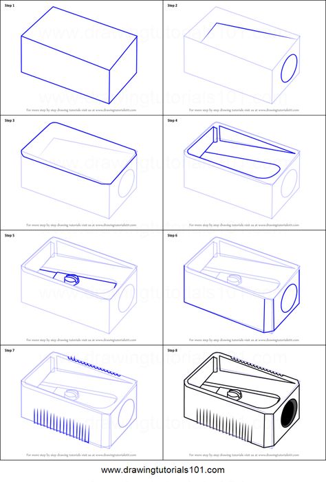 How To Draw Objects Step By Step, Isometric Objects Drawing, Everyday Objects Drawings, Pencil Sharpener Design, Object Drawing Step By Step, Pencil Object Drawing, Orthographic Drawing Objects, Easy Object Drawing, How To Draw Objects